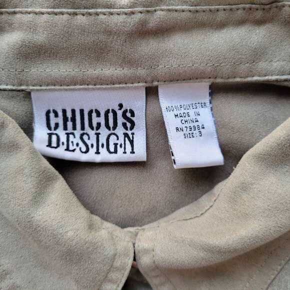 Chicos Design Womens Top 3 Standard XL Soft Green Velour Lightweight GRE5E - Picture 8 of 8